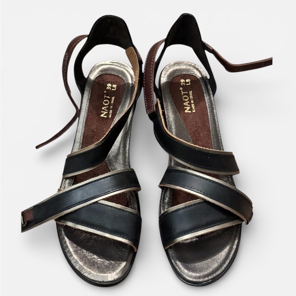 ✨NWOT Naot Gesture Wedge Sandals Women’s Leather 3” Heel Sz 39 US 8 - Picture 10 of 10